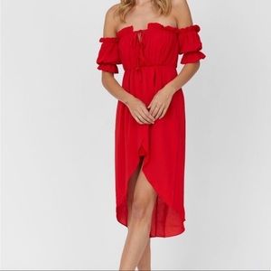 Red Off Shoulder Summer Dress